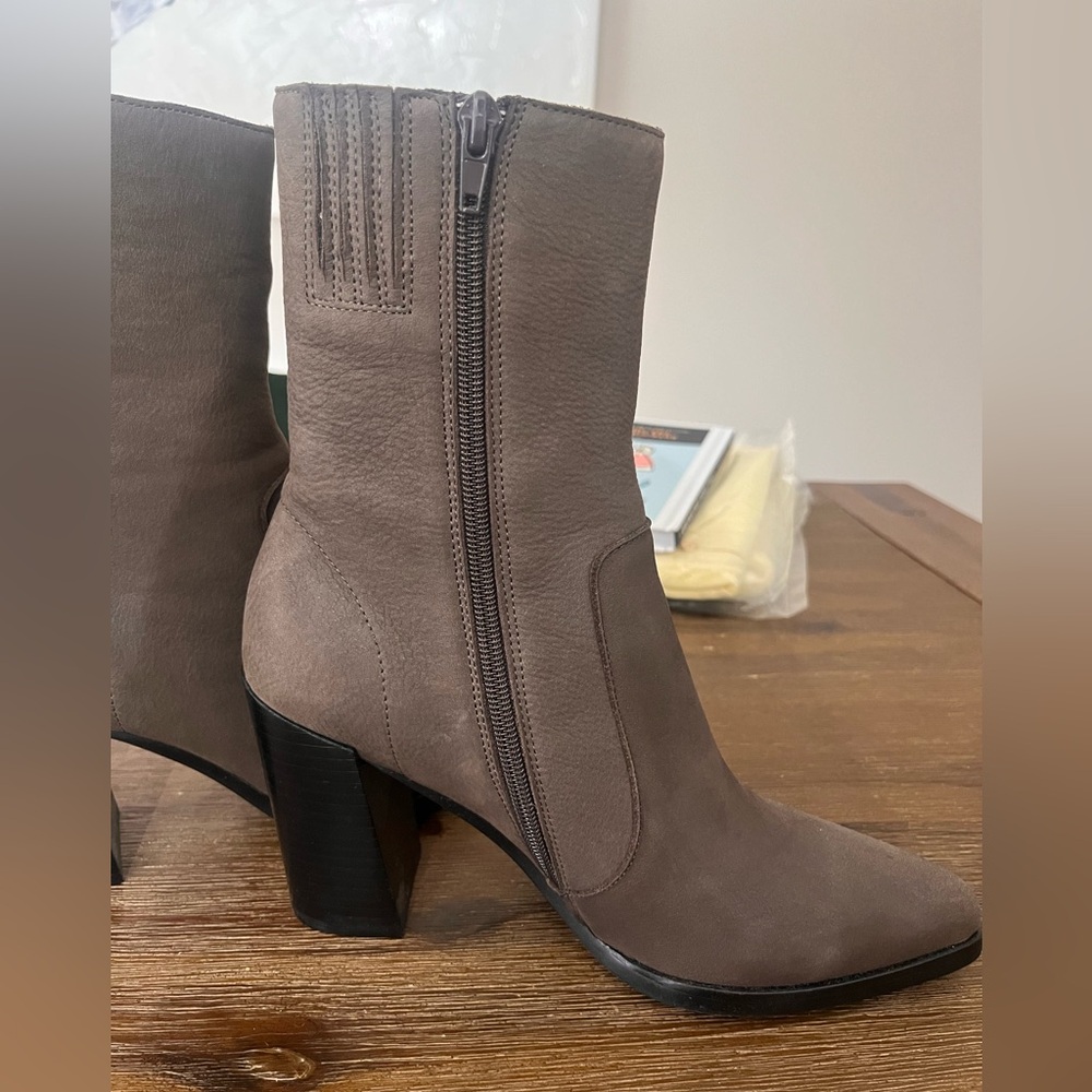 Jeffrey Campbell Women's Taupe Suede Mid-Calf Heel Boots